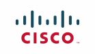 Ciscos logotyp med blå vertikala staplar ovanför det röda ordet "CISCO" på en grå bakgrund, med en STV-inspirerad design.